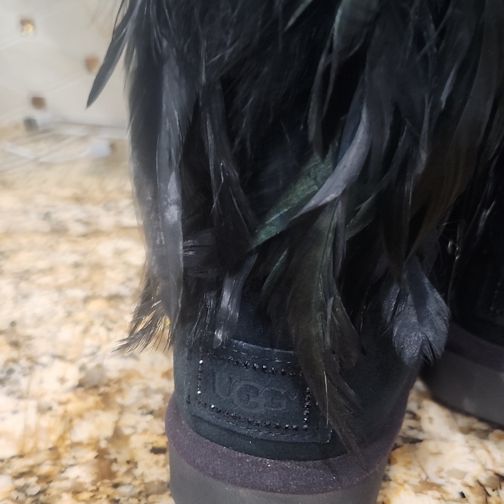 UGG Black Feathered Winter Boots - Picture 5 of 8